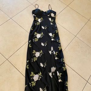 Windsor Black floral gown high slit
